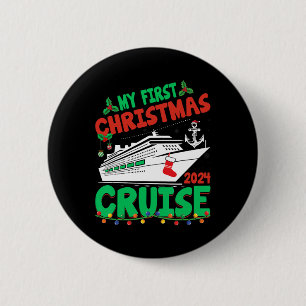 Badge Rond 5 Cm Ma première croisière de Noël 2024 Vacatio bateau 