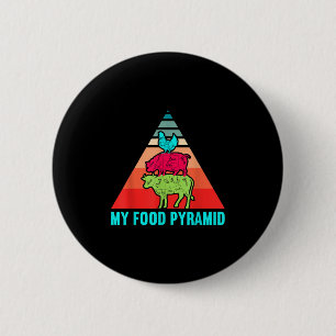 Badge Rond 5 Cm Ma pyramide alimentaire Vache Porc Poulet Drôle Bb