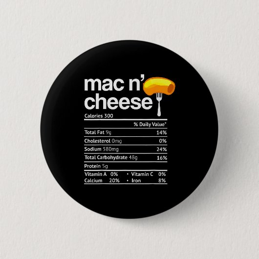 Badge Rond 5 Cm Mac And Cheese Nutrition Funny Thanksgiving Mac N' (Devant)
