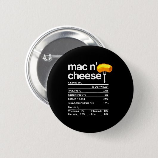 Badge Rond 5 Cm Mac And Cheese Nutrition Funny Thanksgiving Mac N' (Devant & derrière)