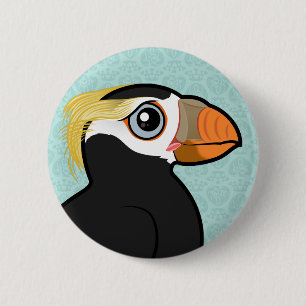 Badge Rond 5 Cm Macareux tufté de Birdorable