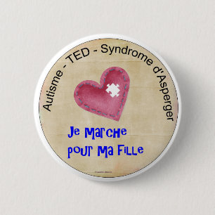 Badge Rond 5 Cm Macaron Je marche pour ma fille