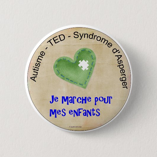 Badge Rond 5 Cm Macaron Je marche pour mes enfants (Devant)
