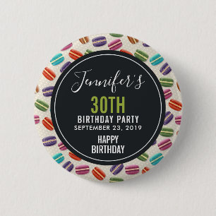 Badge Rond 5 Cm Macarons Motifs parisiens colorés Anniversaire