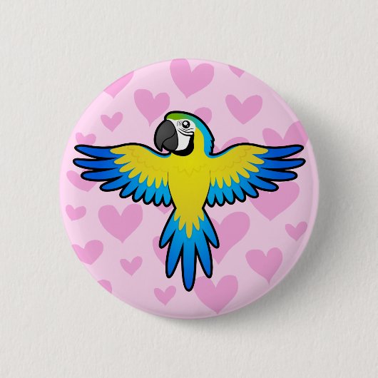 Badge Rond 5 Cm Macaw / Parrot Love (Devant)