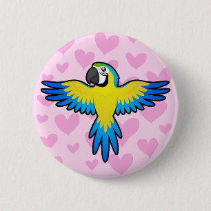 Badge Rond 5 Cm Macaw / Parrot Love
