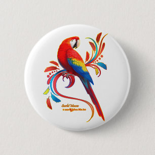Badge Rond 5 Cm Macaw-Scarlet