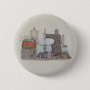 Badge Rond 5 Cm Machine à coudre actionnée à la main