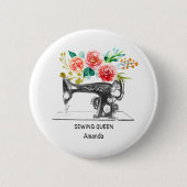 Badge Rond 5 Cm Machine à coudre noire Maileron blanc (Devant)