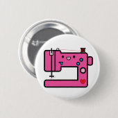 Badge Rond 5 Cm machine à coudre rose (Devant & derrière)