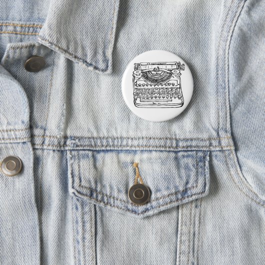 Badge Rond 5 Cm Machine à écrire (En situation)