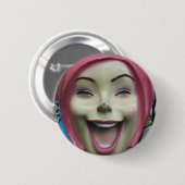 Badge Rond 5 Cm Mad Laughn Mannequin ~ Uncanny Valley Girl (Devant & derrière)