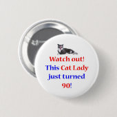 Badge Rond 5 Cm Madame de 90 chats (Devant & derrière)