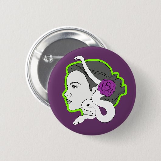 Badge Rond 5 Cm Madame de serpent (Devant & derrière)