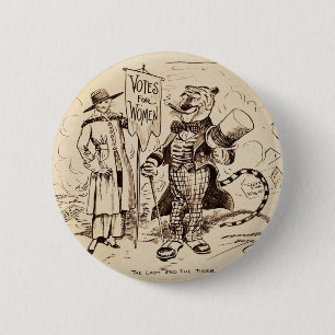 Badge Rond 5 Cm Madame et le tigre par Clifford K. Berryman