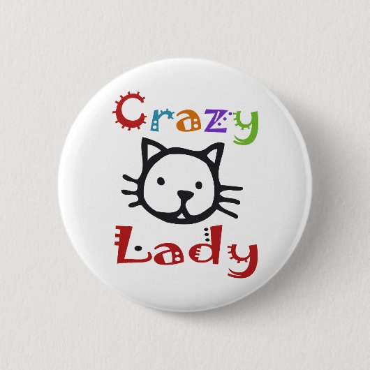 Badge Rond 5 Cm Madame folle de chat (Devant)