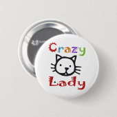 Badge Rond 5 Cm Madame folle de chat (Devant & derrière)