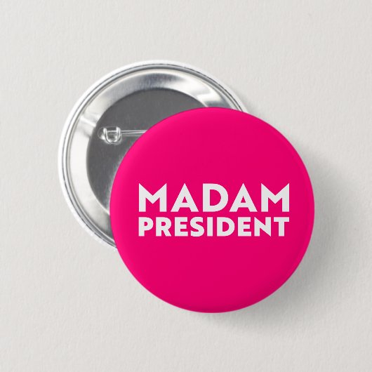 Badge Rond 5 Cm Madame la Présidente typographie moderne blanc ros (Devant & derrière)