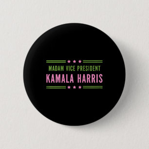 Badge Rond 5 Cm Madame la Vice-présidente Kamala Harris Pink Green