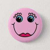 Badge Rond 5 Cm Madame rose Girly Emoji font face (Devant)