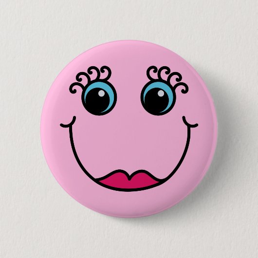 Badge Rond 5 Cm Madame rose Girly Emoji font face (Devant)