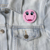 Badge Rond 5 Cm Madame rose Girly Emoji font face (En situation)
