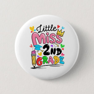 Badge Rond 5 Cm Mademoiselle 2e année de maternelle mignonne rentr