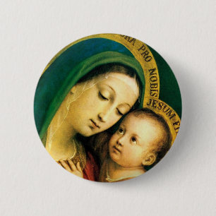 BADGE ROND 5 CM MADONNA ET ENFANTS