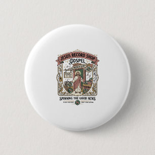 Badge Rond 5 Cm Magasin de disques Jésus Évangile Magasin de disqu