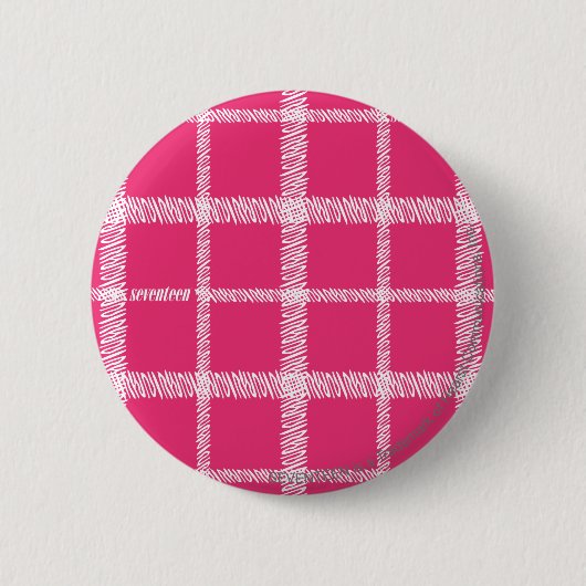 Badge Rond 5 Cm Magenta de plaid (Devant)