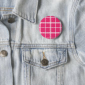 Badge Rond 5 Cm Magenta de plaid (En situation)