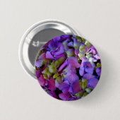 Badge Rond 5 Cm Magenta Purple Hydrangée bleu violet jaune (Devant & derrière)