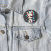 Badge Rond 5 Cm Magic Chaton Mignon avec Écouteurs (En situation)