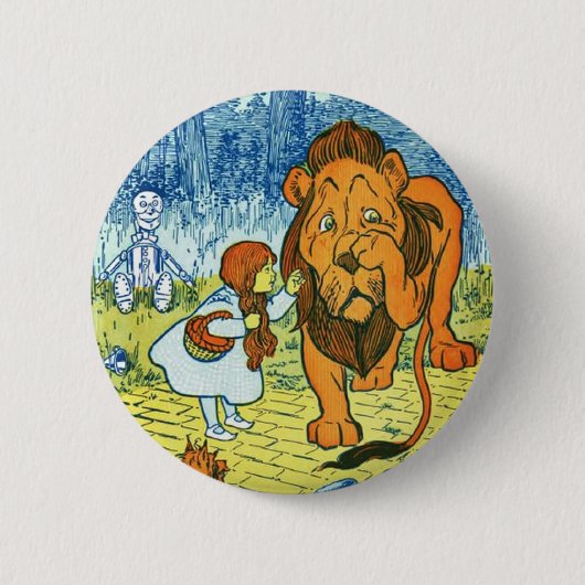 Badge Rond 5 Cm Magicien d'Oz Dorothy et le lion lâche (Devant)