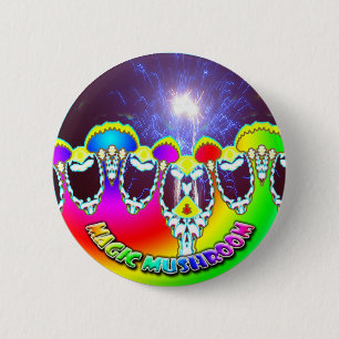 Badge Rond 5 Cm magie-champignon-feux d'artifice