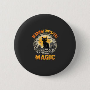 Badge Rond 5 Cm Magie de Lune de Chat Noir d'Halloween