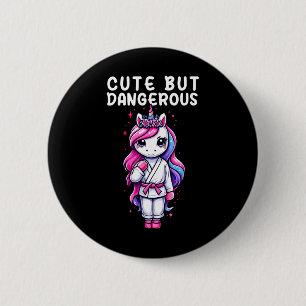 Badge Rond 5 Cm Magique Mignonne mais dangereuse Unicorn Karate Ta