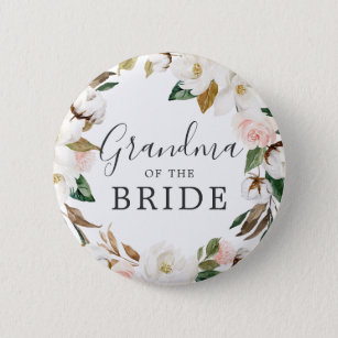 Badge Rond 5 Cm Magnolia Grandma de la Fête des mariées de mariée