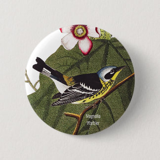 Badge Rond 5 Cm Magnolia Warbler, John James Audubon, Birdwatcher