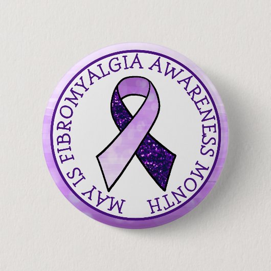 Badge Rond 5 Cm Mai est Fibromyalgia Butterfly Awareness Mois (Devant)