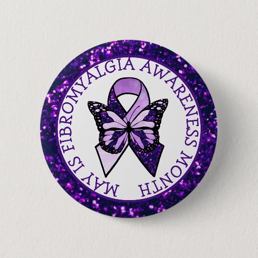 Badge Rond 5 Cm Mai est le mois de sensibilisation à la fibromyalg (Devant)