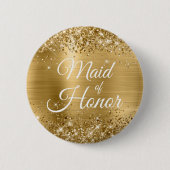 Badge Rond 5 Cm Maid of Honor Glittery Gold Foil (Devant)