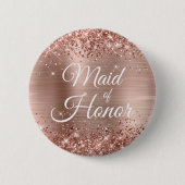 Badge Rond 5 Cm Maid of Honor Glittery Rose Gold Foil (Devant)