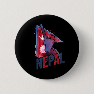 Badge Rond 5 Cm Maillot de cricket du Népal Supporter du drapeau n