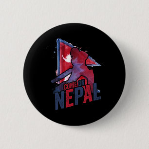 Badge Rond 5 Cm Maillot de cricket du Népal Supporter du drapeau n