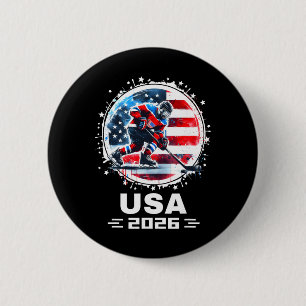 Badge Rond 5 Cm Maillot de hockey Usa 2026 pour hommes femmes enfa