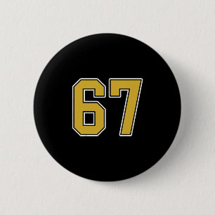 Badge Rond 5 Cm Maillot de sport Old Gold noir et blanc numéro 67