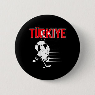 Badge Rond 5 Cm Maillot des amateurs de hockey sur glace de Turqui