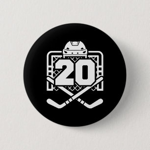 Badge Rond 5 Cm Maillot numéro 20 de hockey drôle de joueur de hoc