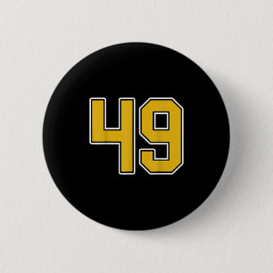 Badge Rond 5 Cm Maillot Unifo Old Gold Noir Blanc Sports Numéro 49